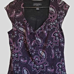 Y2k Black and Pink Paisley Blouse